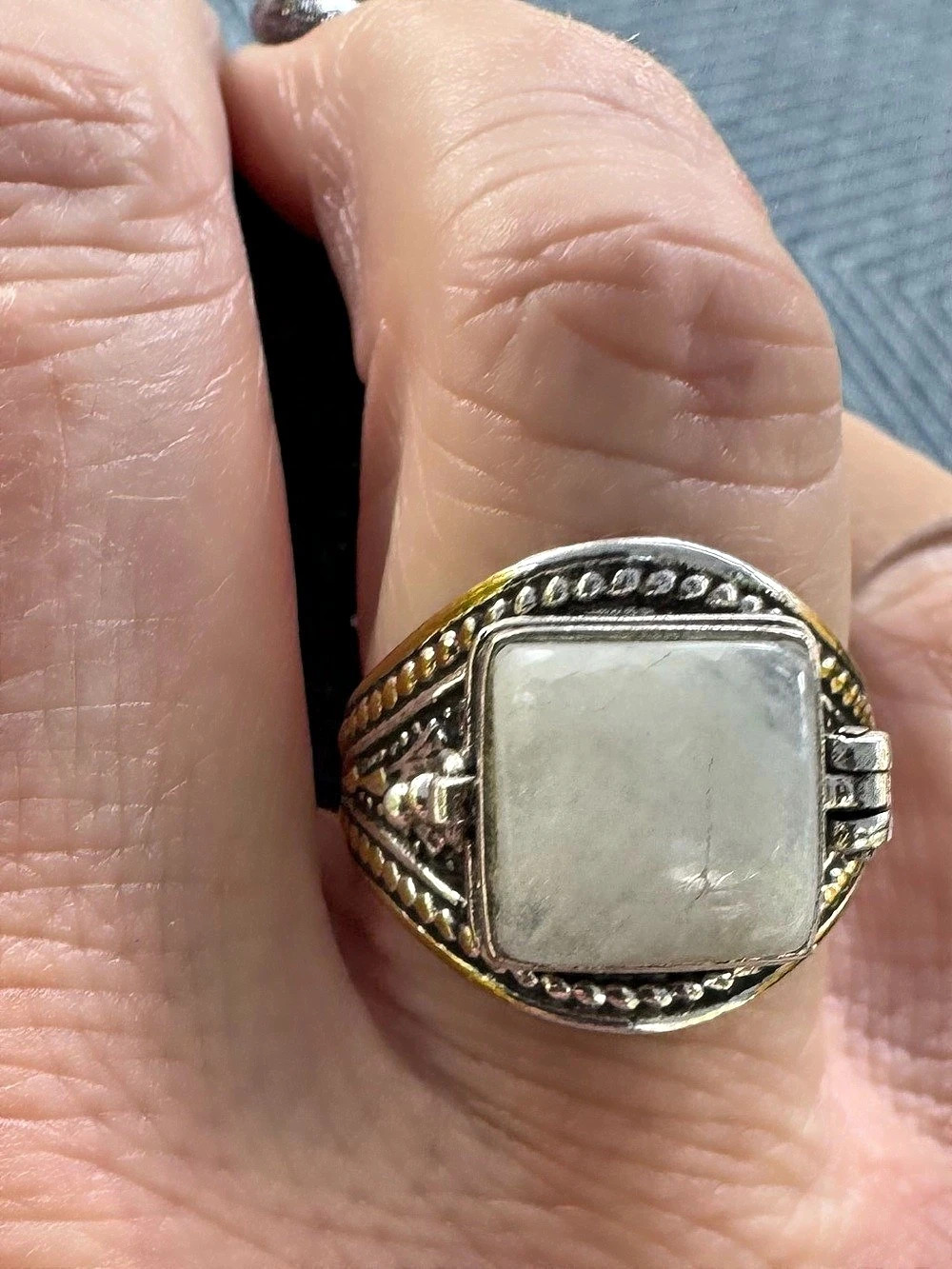 925 Sterling Silver Quartz Poison Ring